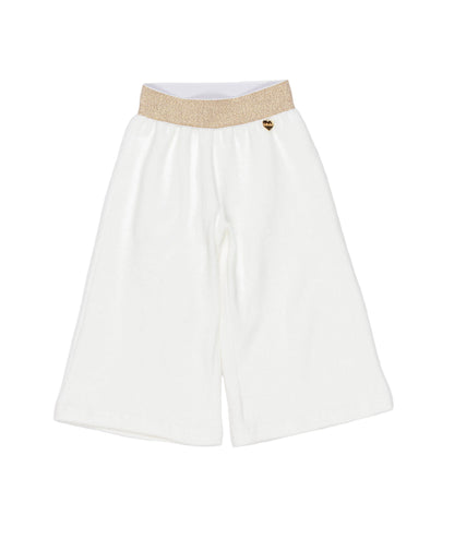 White Wide-Leg Baby Pants with Gold Waistband Off White / 9M