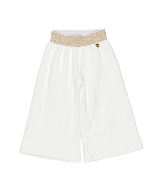 White Wide-Leg Baby Pants with Gold Waistband Off White / 9M