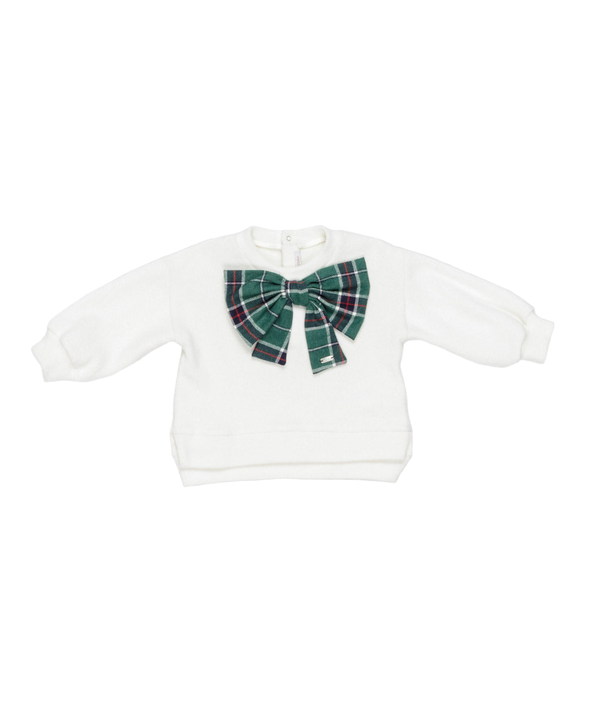 Baby Girl Sweatshirt with Tartan Bow Off White / 9M