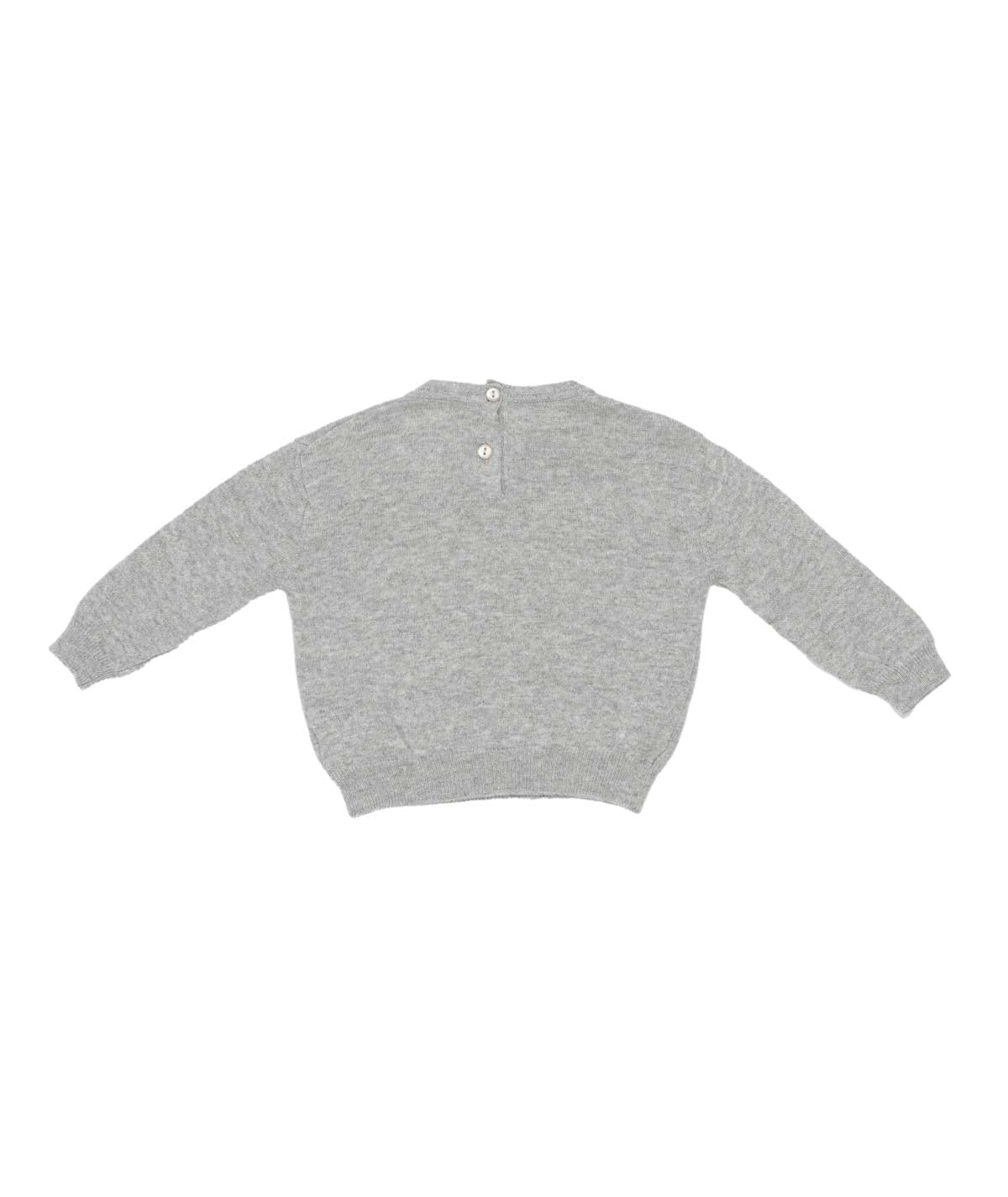 Baby Girl Knitted Sweater with Bear Motif Melange Gray / 9M