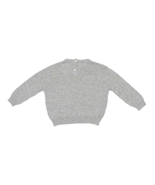 Baby Girl Knitted Sweater with Bear Motif Melange Gray / 9M