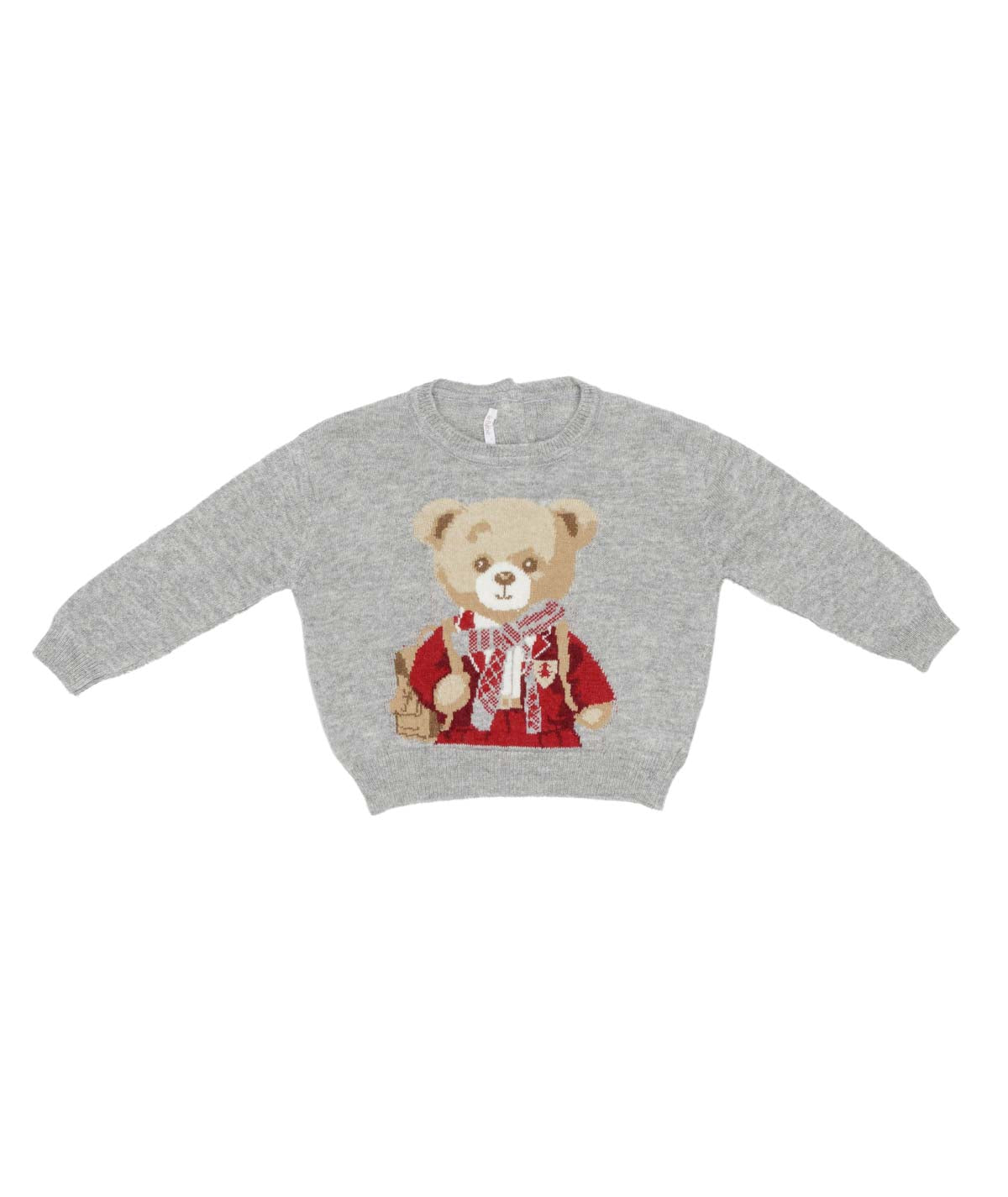 Baby Girl Knitted Sweater with Bear Motif Melange Gray / 9M