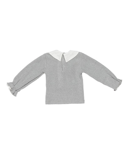 Baby Girl Top with Contrast Collar and Bow Melange Gray / 9M