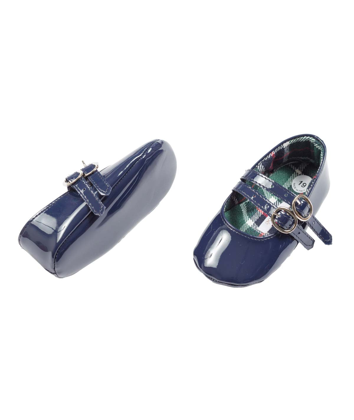 Baby Girl Patent Leather Shoes with Double Strap Blue / 19N