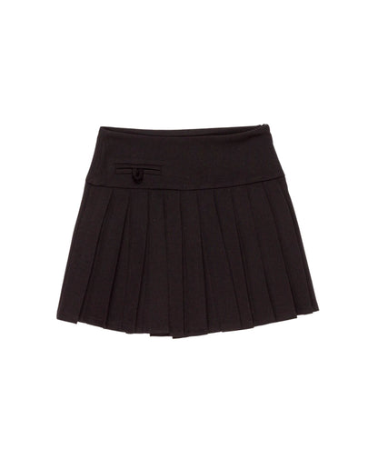 Pleated Skirt with Waist Detail Black / 8Y