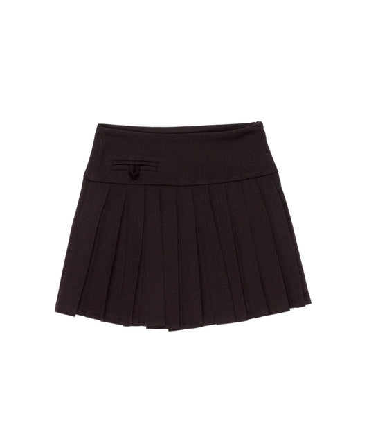 Pleated Skirt with Waist Detail Black / 8Y