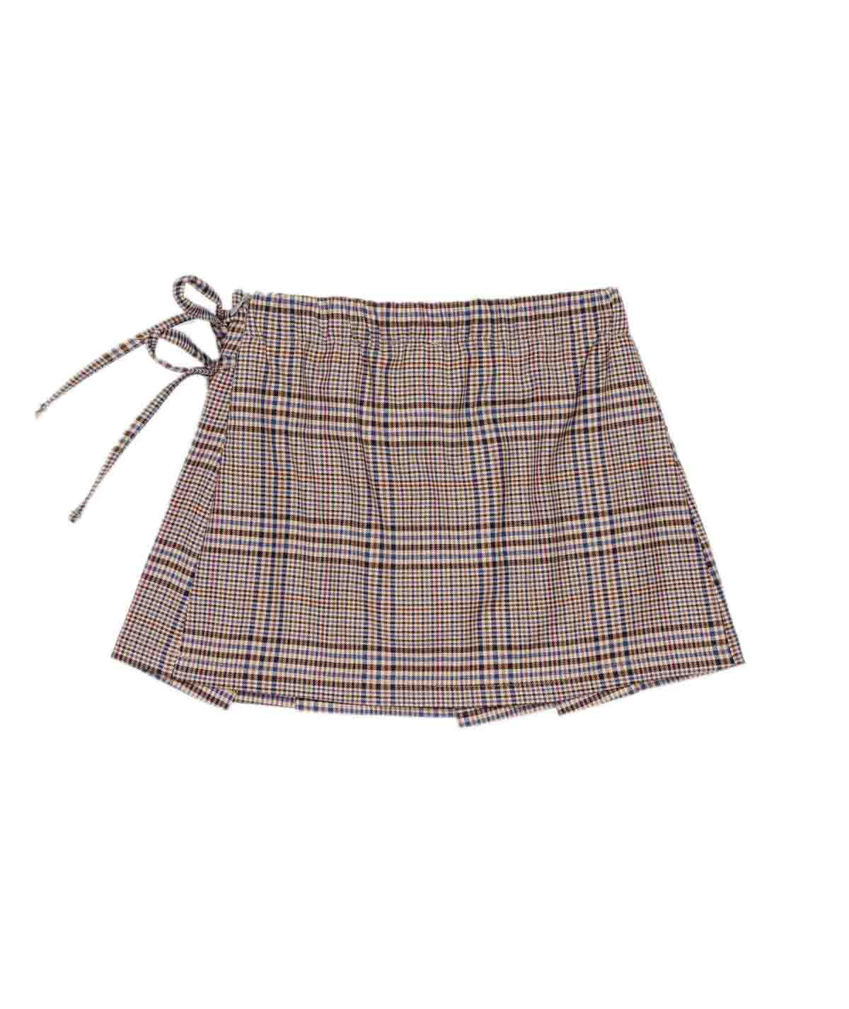 Checked Pleated Skirt with Side Bow Brown / 8Y
