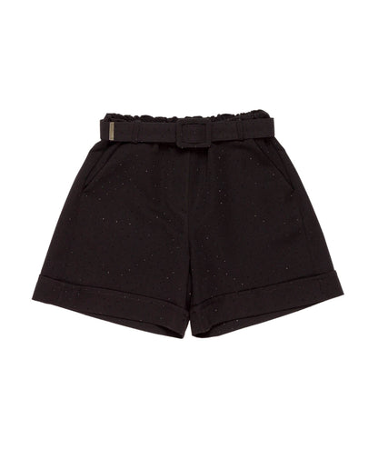 Tailored Shorts with Belt and Sparkle Detail Black / 8Y