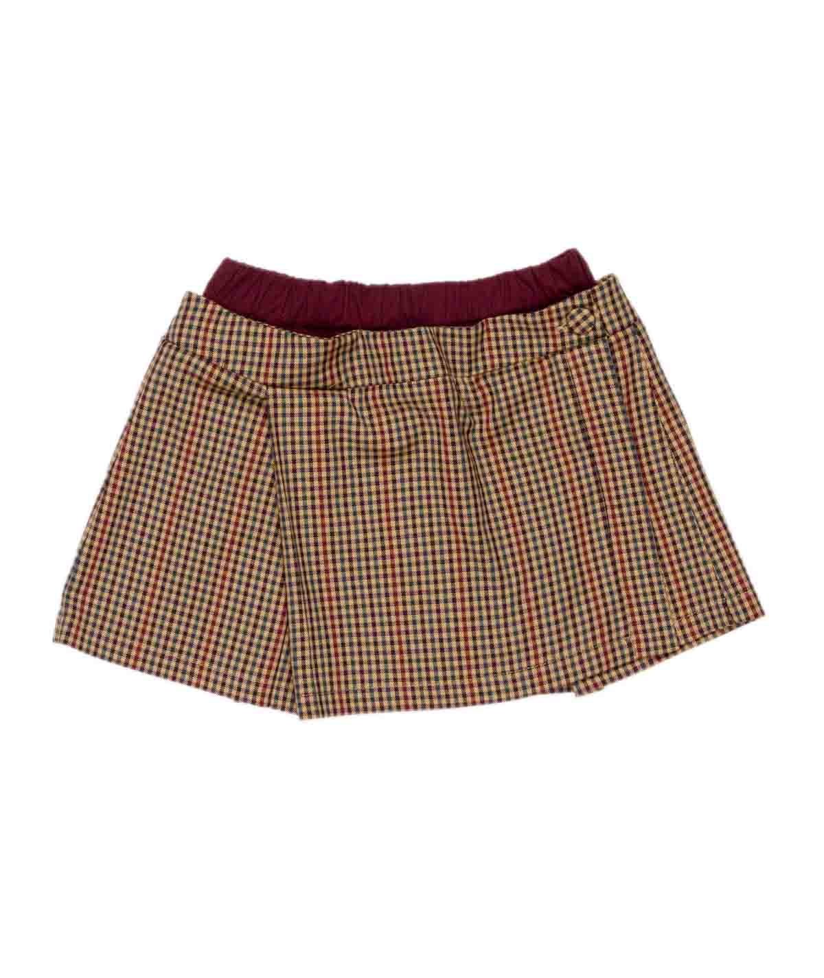 Checked Pleated Skirt with Elastic Waist Brown / 8Y