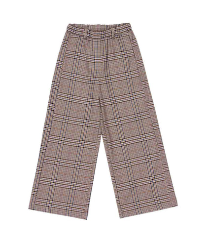 Checked Wide-Leg Pants Brown / 8Y