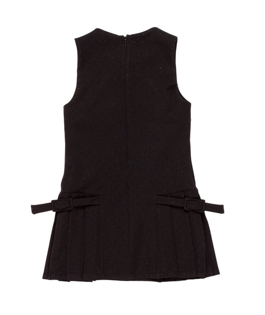 Sleeveless Dress with Pleated Hem and Bow Detail Black / 8Y