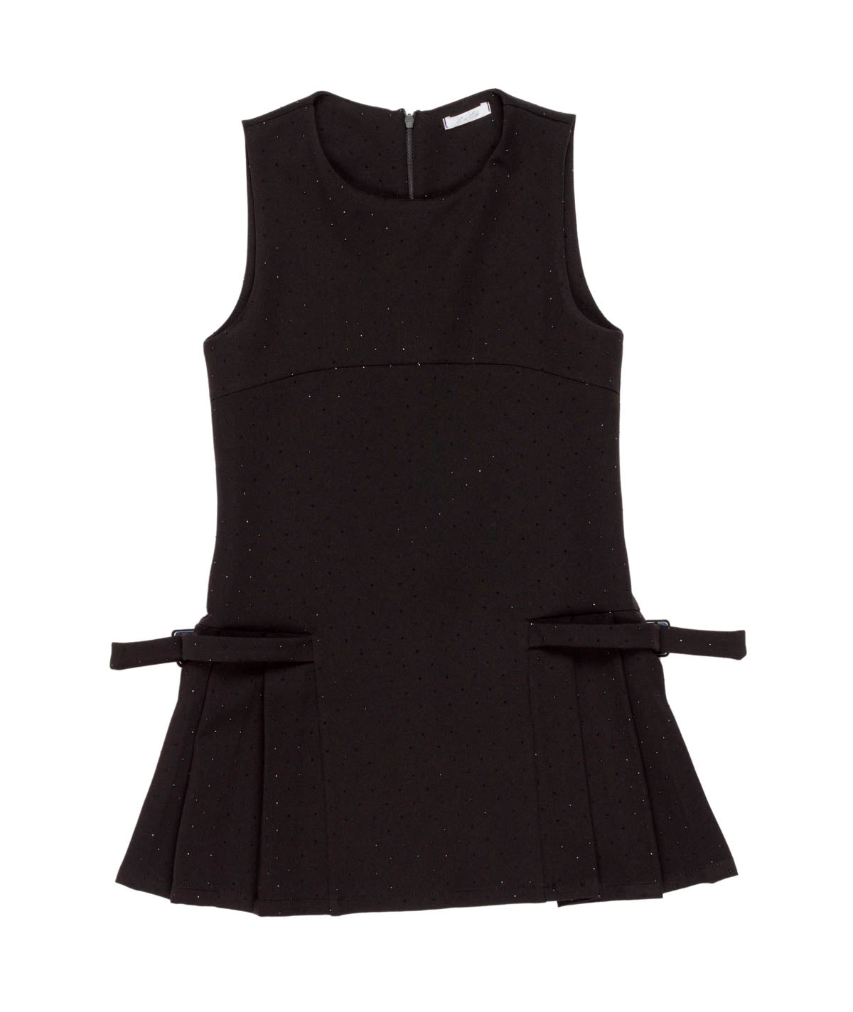 Sleeveless Dress with Pleated Hem and Bow Detail Black / 8Y