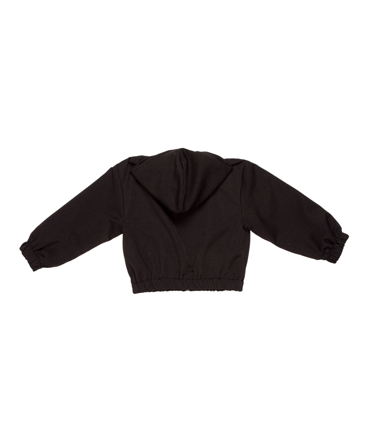 Hooded Zip-Up Jacket with Sparkle Detail Black / 8Y