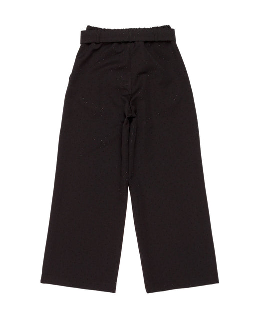 Wide-Leg Pants with Belt and Sparkle Detail Black / 8Y