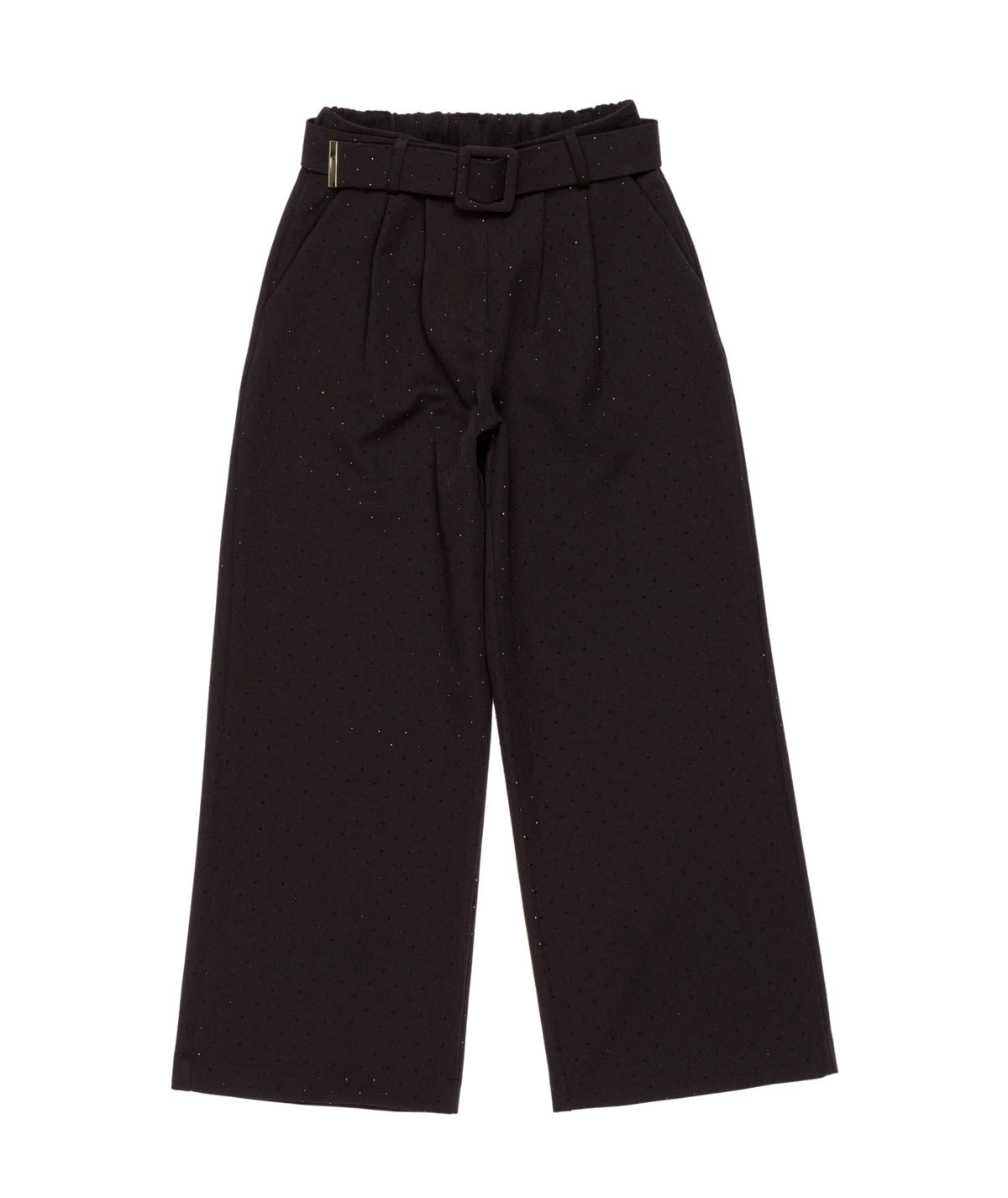 Wide-Leg Pants with Belt and Sparkle Detail Black / 8Y