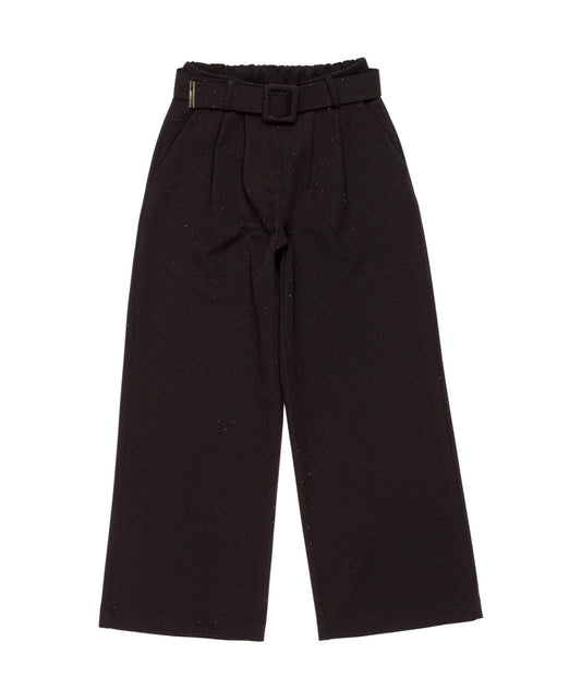 Wide-Leg Pants with Belt and Sparkle Detail Black / 8Y