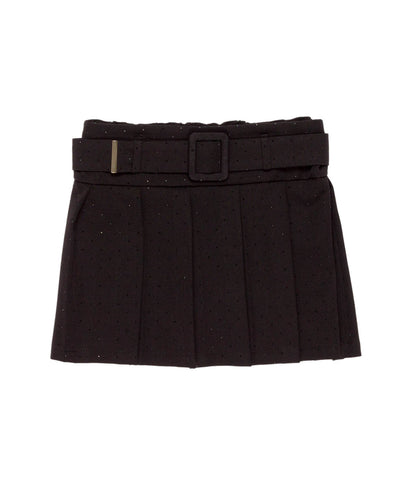 Pleated Skirt with Belt and Sparkle Detail Black / 8Y