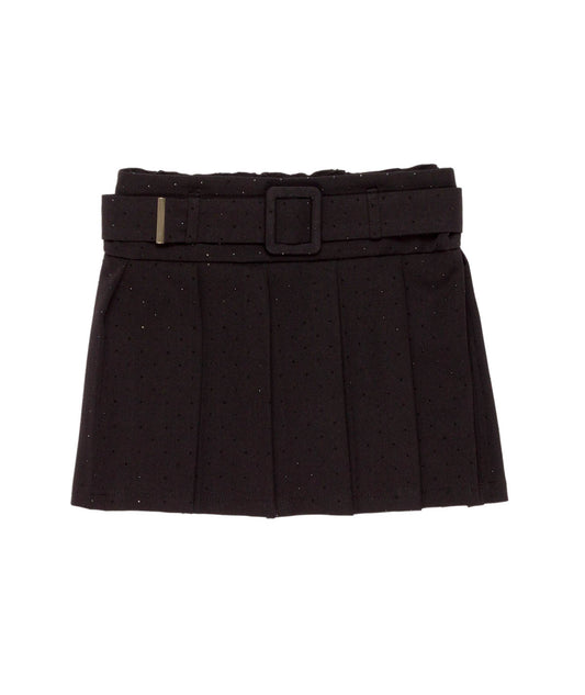 Pleated Skirt with Belt and Sparkle Detail Black / 8Y