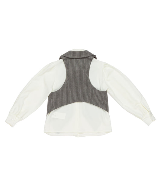 Blouse with Bow Tie and Pinstripe Vest Stripes / 8Y