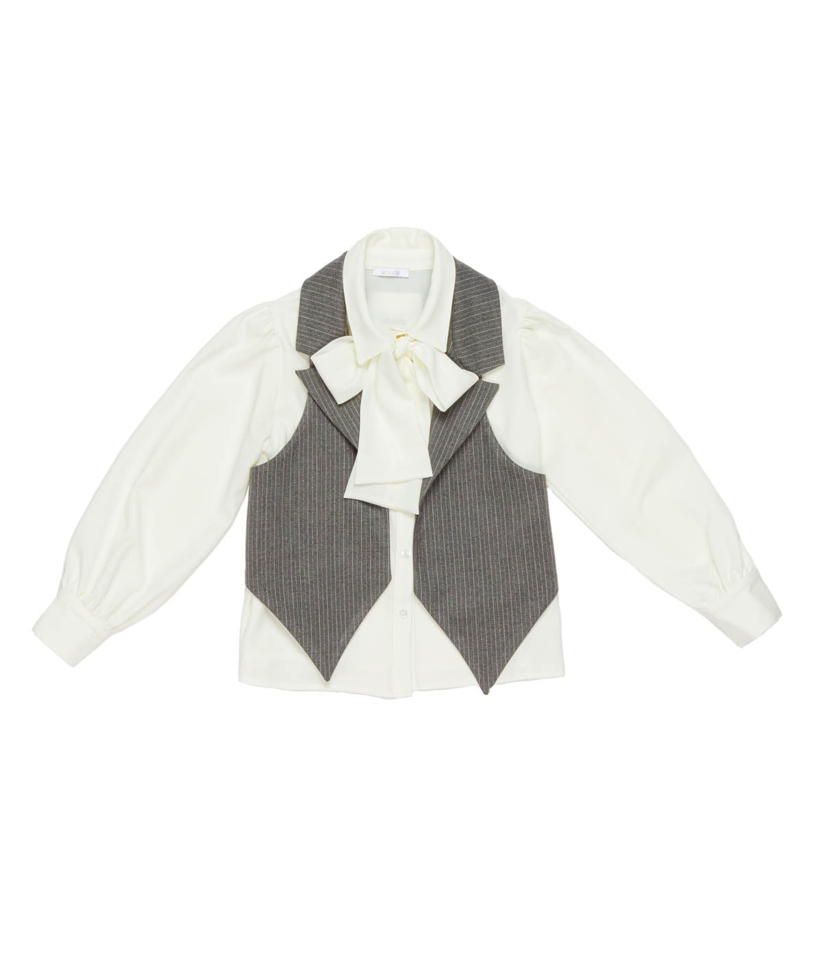 Blouse with Bow Tie and Pinstripe Vest Stripes / 8Y