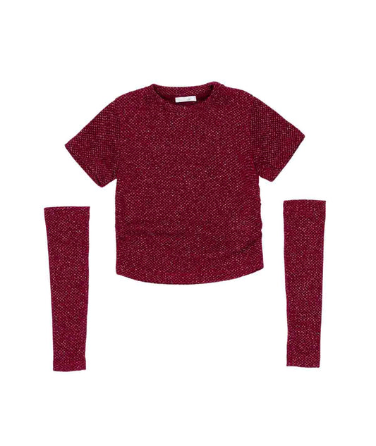 Textured Knit Top with Detachable Sleeves Black / 8Y