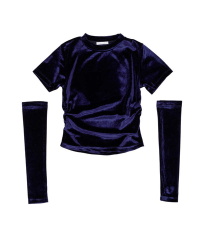 Velvet Top with Detachable Sleeves Black / 8Y