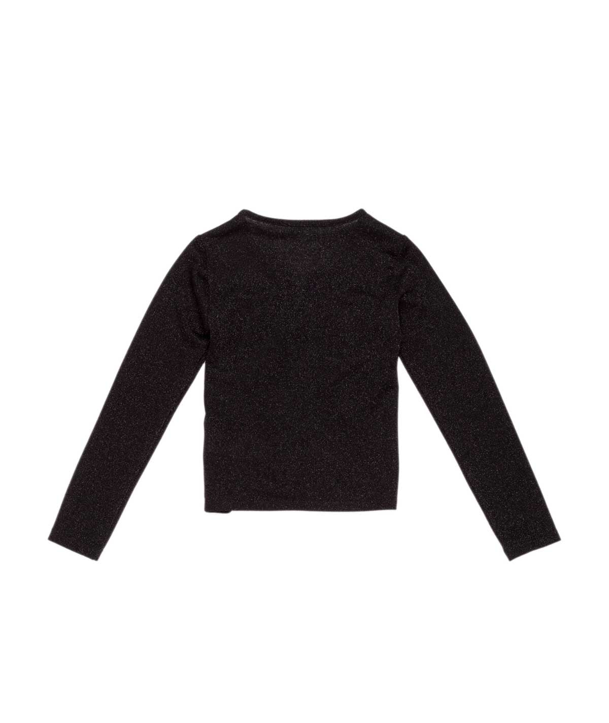Shimmery Long-Sleeve Top with Front Ruching Black / 8Y