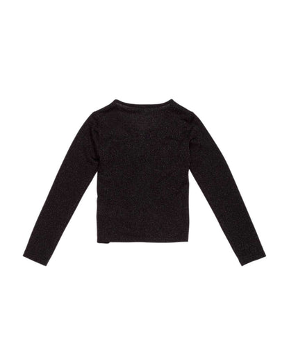 Shimmery Long-Sleeve Top with Front Ruching Black / 8Y
