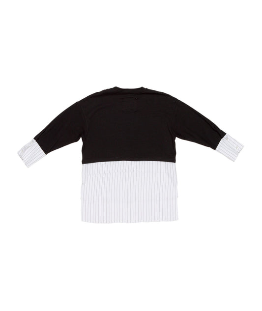 Layered Effect Top with Pinstripe Detail Black / 8Y