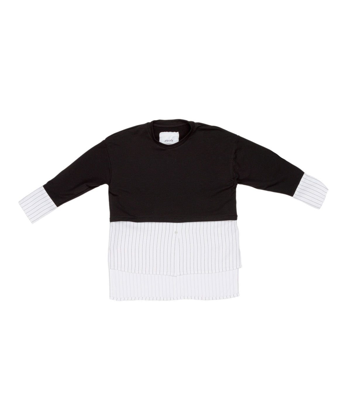 Layered Effect Top with Pinstripe Detail Black / 8Y