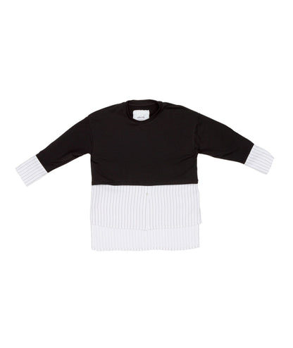 Layered Effect Top with Pinstripe Detail Black / 8Y