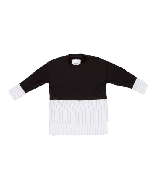 Layered Effect Top with Pinstripe Detail Black / 8Y