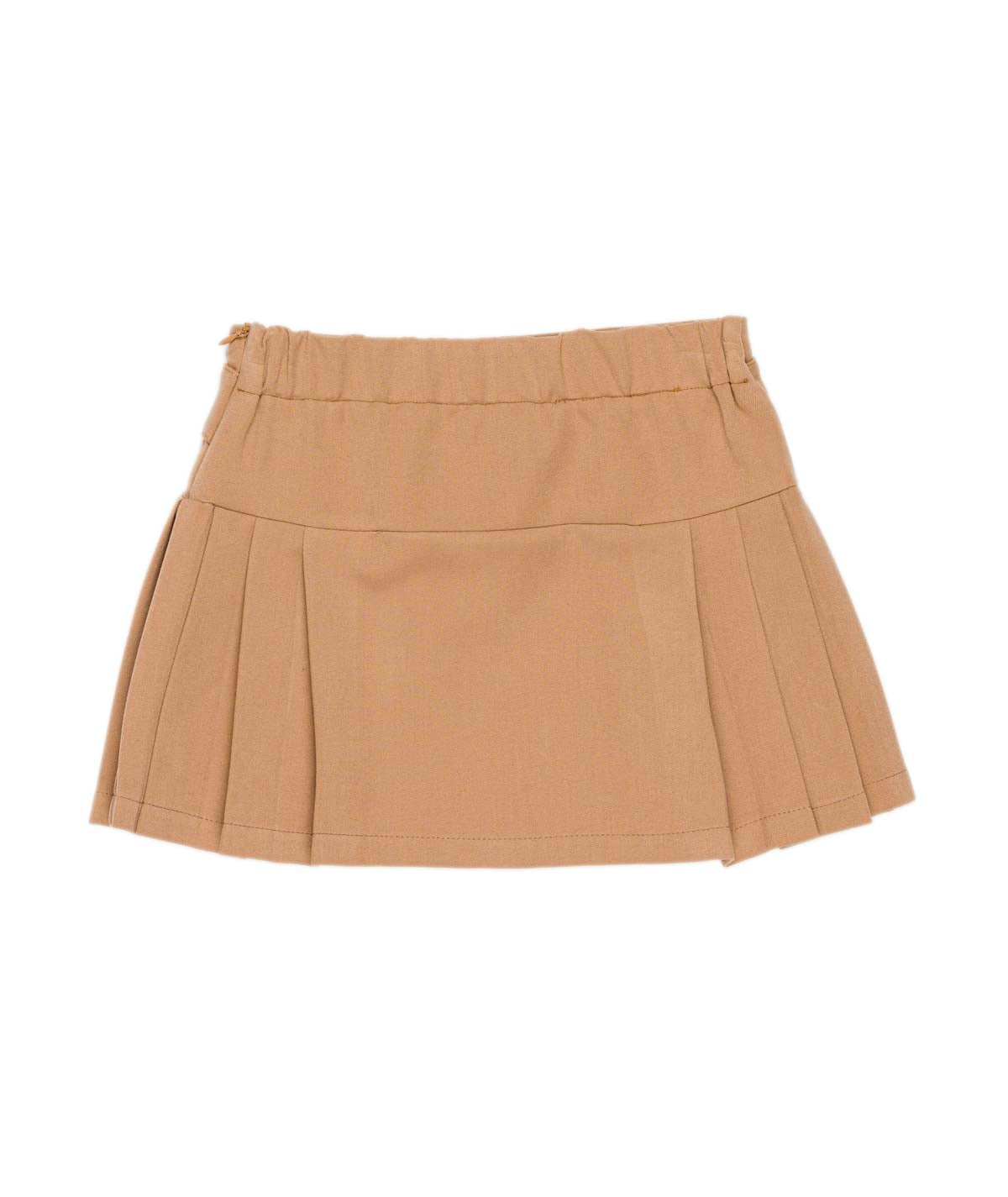 Pleated Mini Skirt with Button Tab Detail Black / 8Y