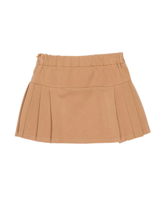 Pleated Mini Skirt with Button Tab Detail Black / 8Y