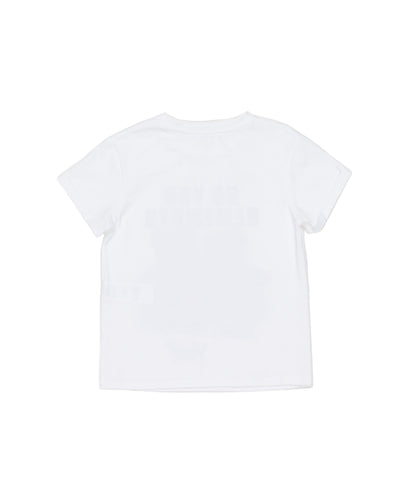 T-Shirt with Teddy Bear Print and Slogan White / 8Y