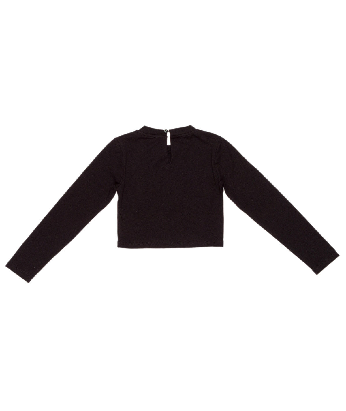 Long Sleeve Black Cropped Top with Teddy Bear Print Black / 8Y