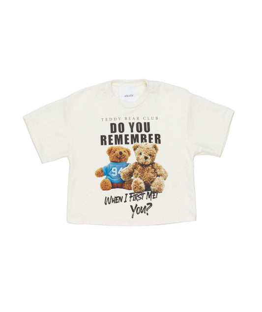 Short Sleeve White T-Shirt with Teddy Bear Club Print White / 8Y