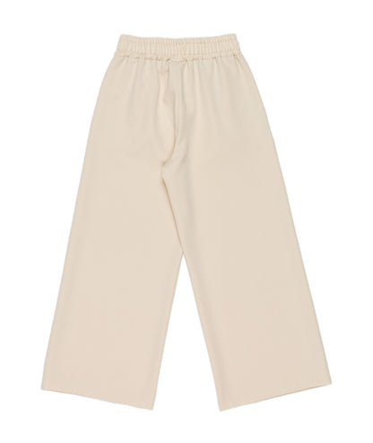 Wide-Leg Cream Pants with Elastic Waist Black / 8Y