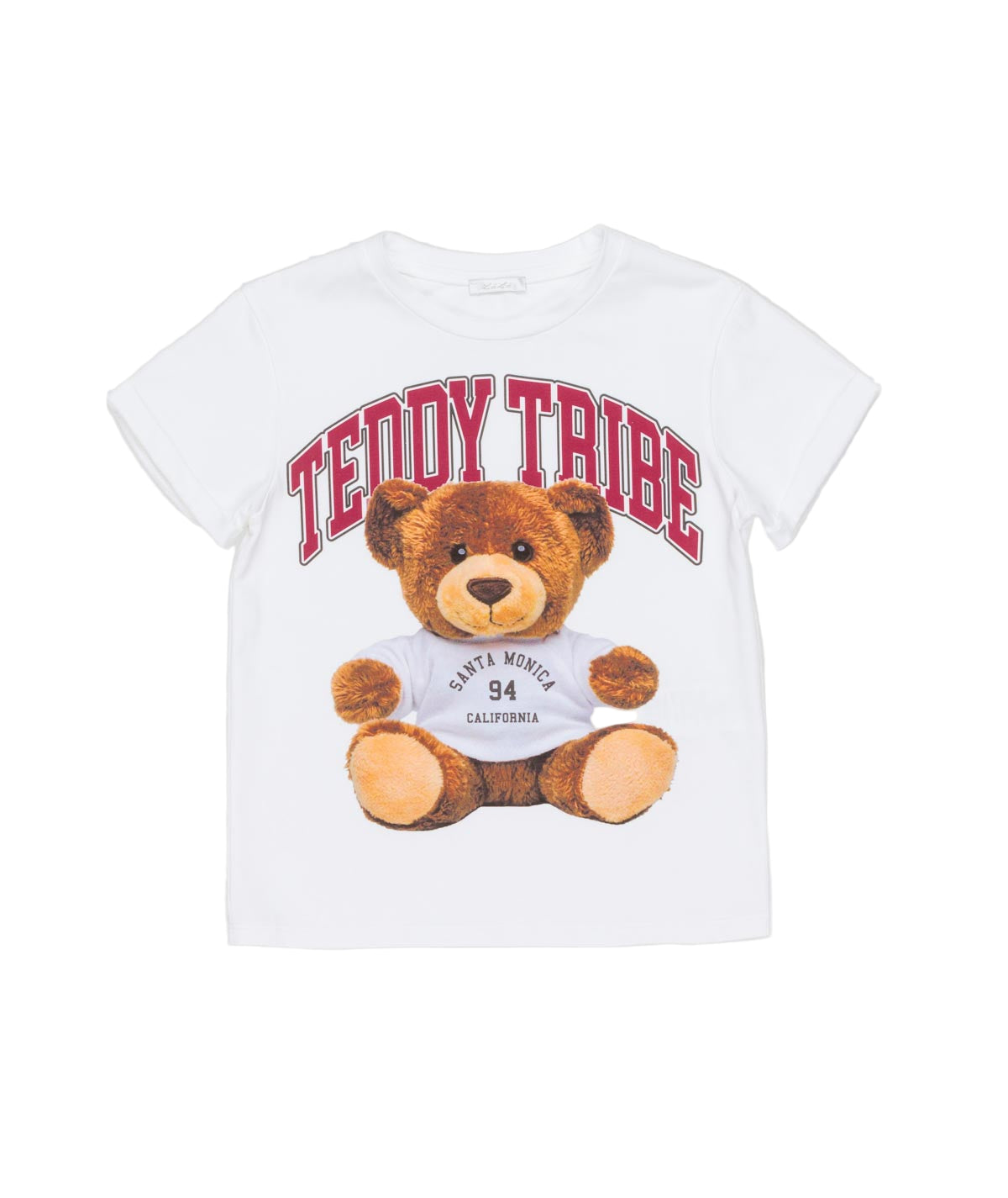 White T-Shirt with "Teddy Tribe" Print White / 8Y