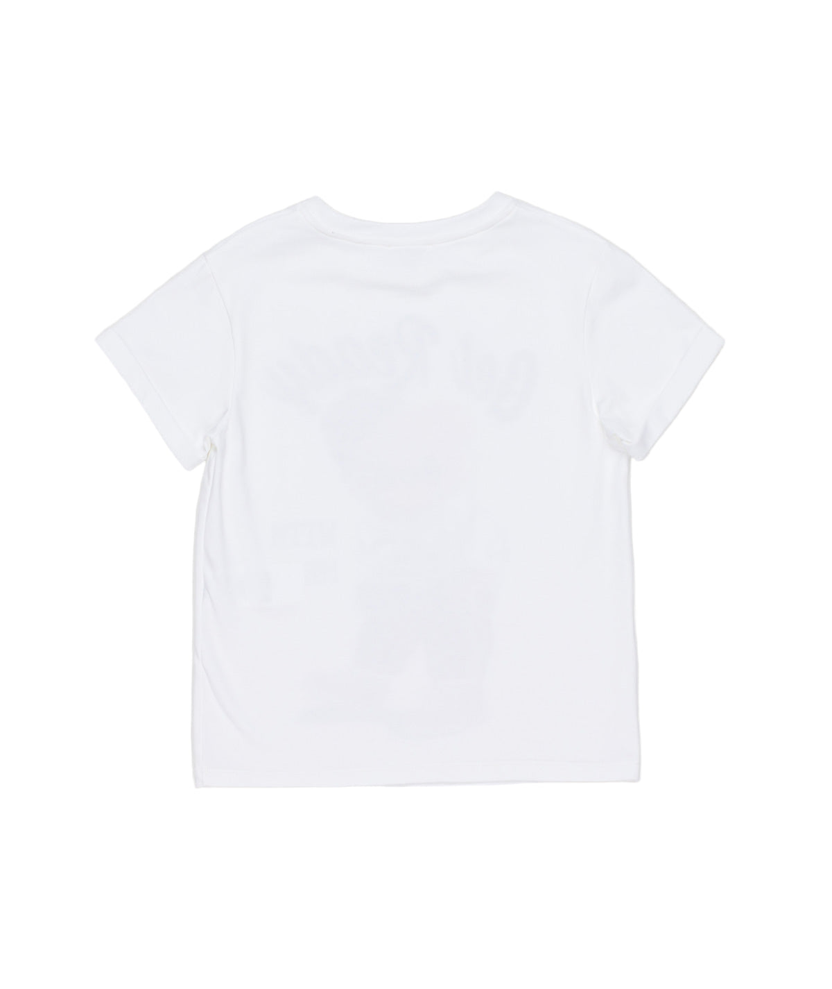 White T-Shirt with "Get Ready" Teddy Bear Print White / 8Y