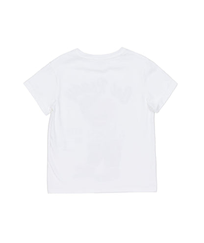 White T-Shirt with "Get Ready" Teddy Bear Print White / 8Y