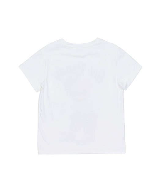 White T-Shirt with "Get Ready" Teddy Bear Print White / 8Y