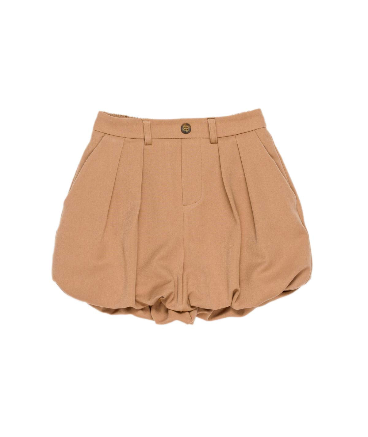 Balloon Shorts with Pleats in Camel Black / 8Y