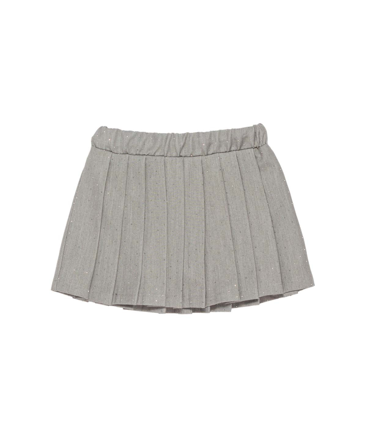 Pleated Skirt with Drawstring Waist and Subtle Sparkle inGrey Black / 8Y