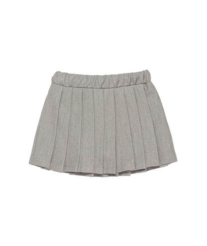 Pleated Skirt with Drawstring Waist and Subtle Sparkle inGrey Black / 8Y