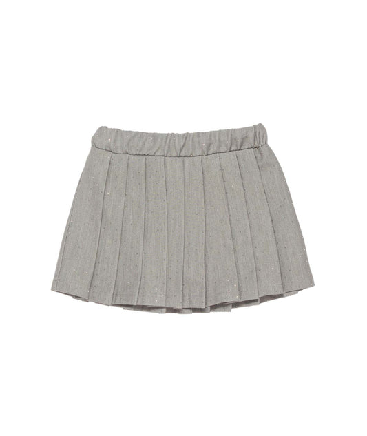 Pleated Skirt with Drawstring Waist and Subtle Sparkle inGrey Black / 8Y