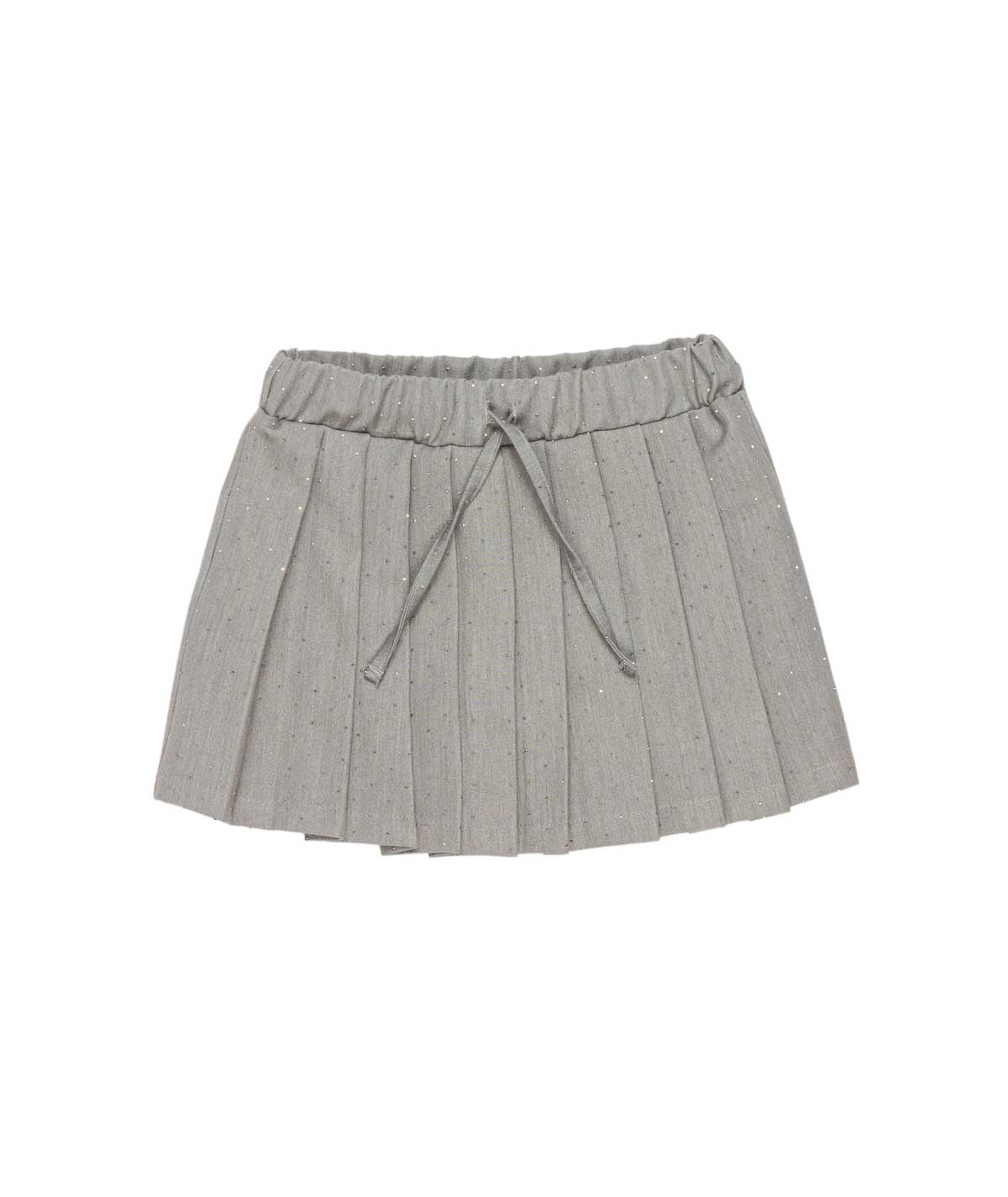 Pleated Skirt with Drawstring Waist and Subtle Sparkle inGrey Black / 8Y
