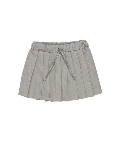 Pleated Skirt with Drawstring Waist and Subtle Sparkle inGrey Black / 8Y