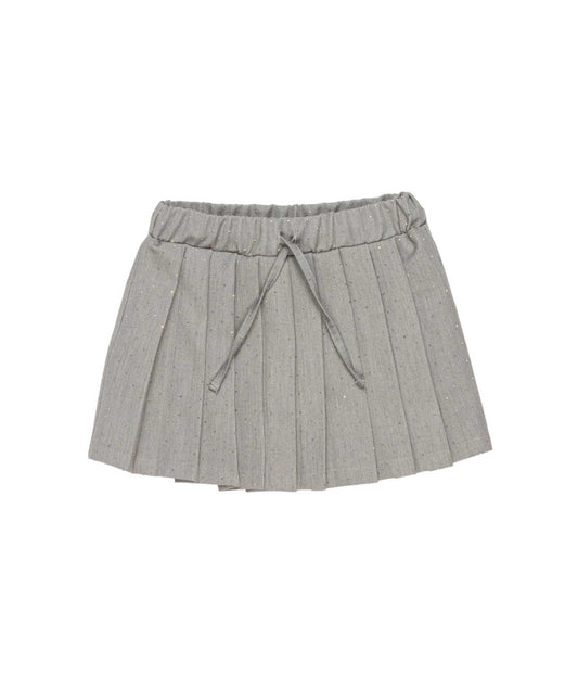 Pleated Skirt with Drawstring Waist and Subtle Sparkle inGrey Black / 8Y