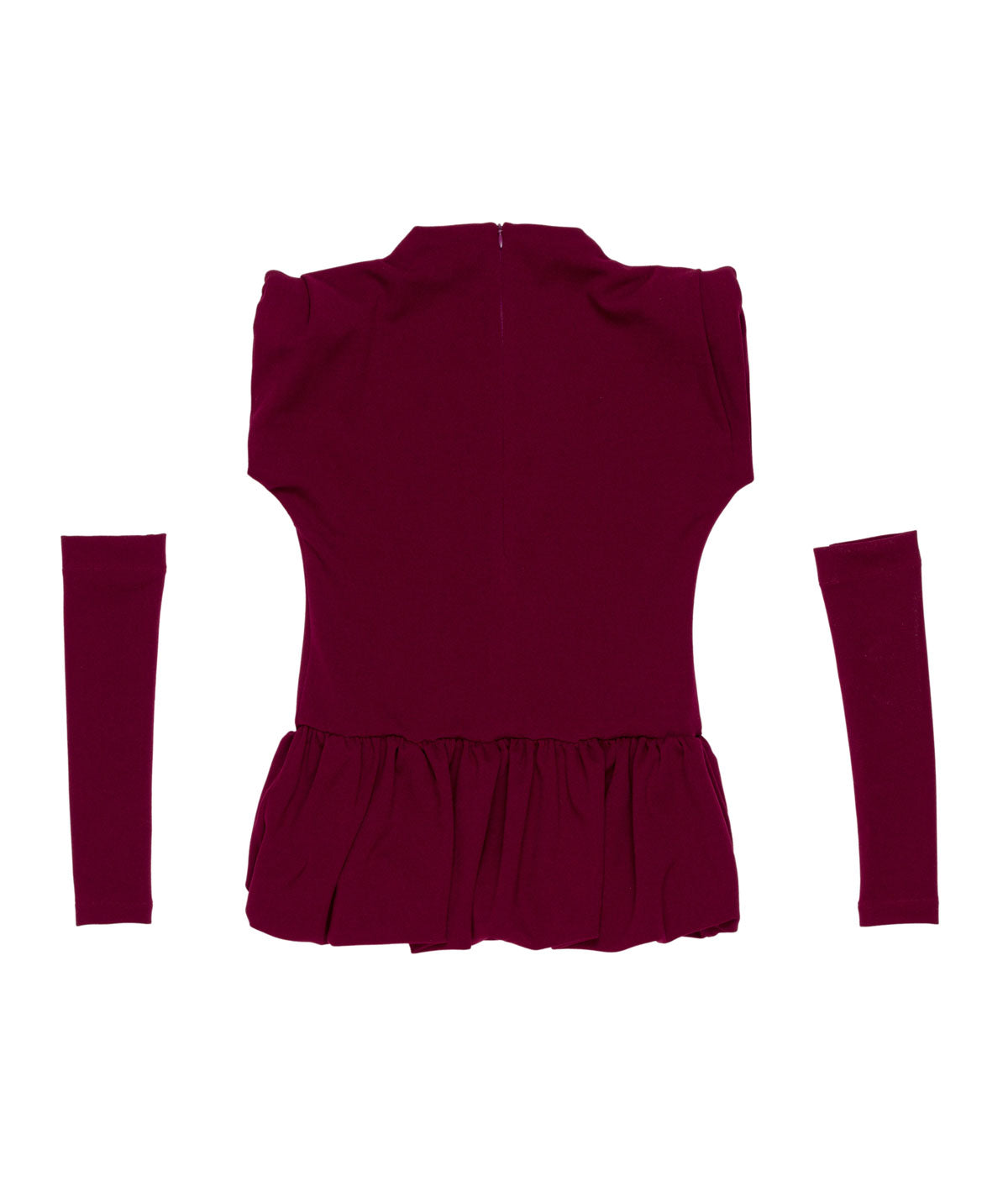 Peplum Top with Detachable Sleeves in Burgundy White / 8Y